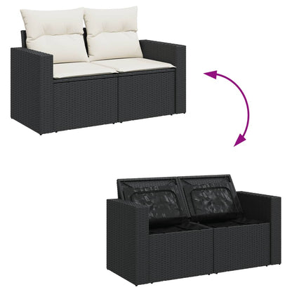 10 pcs garden sofa set with cushions poly rattan black