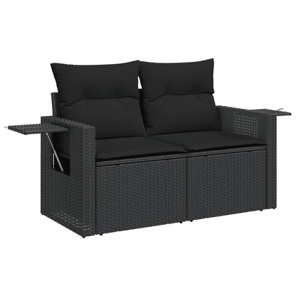 10 pcs garden sofa set with cushions poly rattan black