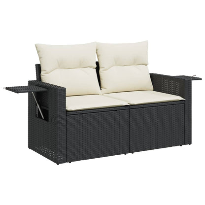 10 pcs garden sofa set with cushions poly rattan black
