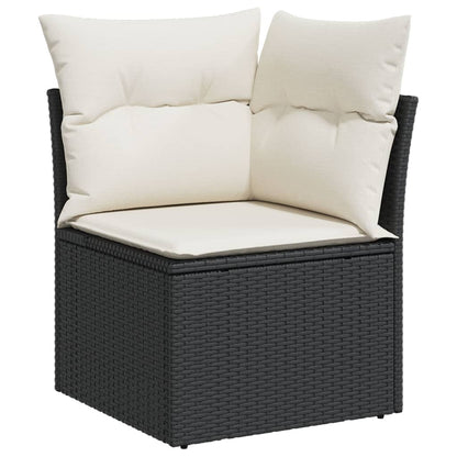 10 pcs garden sofa set with cushions poly rattan black