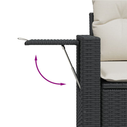 10 pcs garden sofa set with cushions poly rattan black