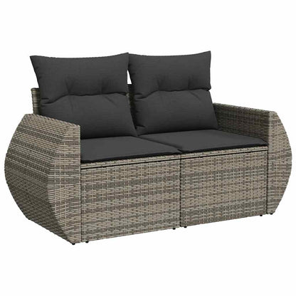 8 pcs garden sofa set with cushions poly rattan grey