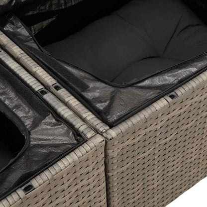 8 pcs garden sofa set with cushions poly rattan grey