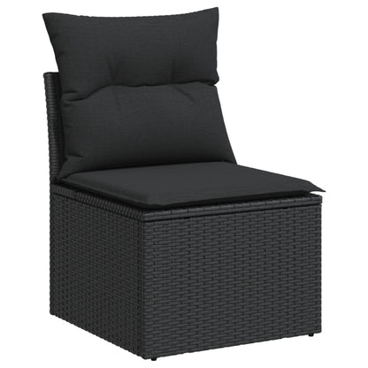 10 pcs garden sofa set with cushions poly rattan black