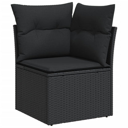 10 pcs garden sofa set with cushions poly rattan black