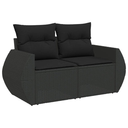 10 pcs garden sofa set with cushions poly rattan black