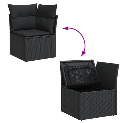 10 pcs garden sofa set with cushions poly rattan black
