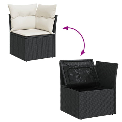 10 pcs garden sofa set with cushions poly rattan black
