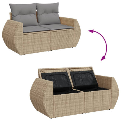 10 pcs garden sofa set with cushions PE rattan beige