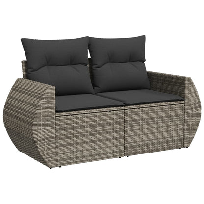 10 pcs garden sofa set with cushions poly rattan grey