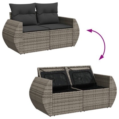 10 pcs garden sofa set with cushions poly rattan grey