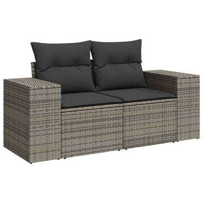 8 pcs garden sofa set with cushions poly rattan grey