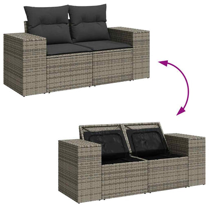 8 pcs garden sofa set with cushions poly rattan grey