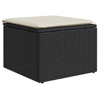 7 pcs conjunto sofás jardim c/ almofadões vime PE/acácia preto
