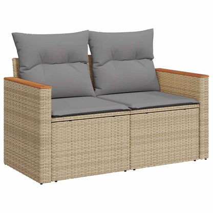 10 pcs conj. sofás p/ jardim c/ almofadões vime PE/acácia bege