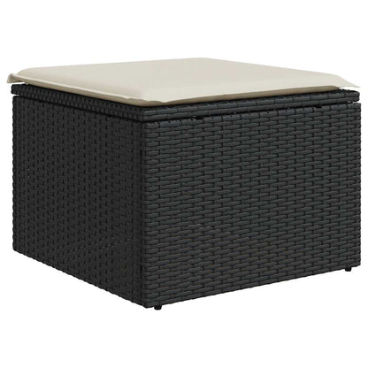 7 pcs conjunto sofás jardim c/ almofadões vime PE/acácia preto