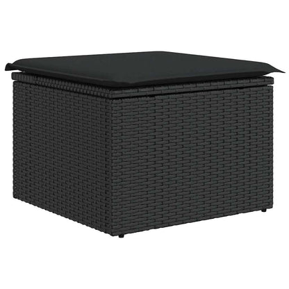 7 pcs conjunto sofás jardim c/ almofadões vime PE/acácia preto
