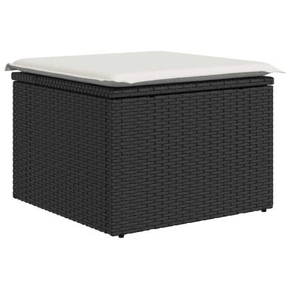 7 pcs conjunto sofás jardim c/ almofadões vime PE/acácia preto