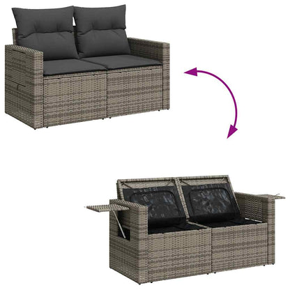 8 pcs garden sofa set with cushions poly rattan grey
