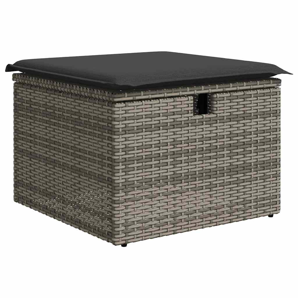 8 pcs garden sofa set with cushions poly rattan grey
