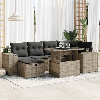 8 pcs garden sofa set with cushions poly rattan grey