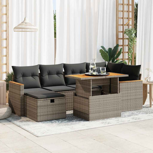 8 pcs garden sofa set with cushions poly rattan grey