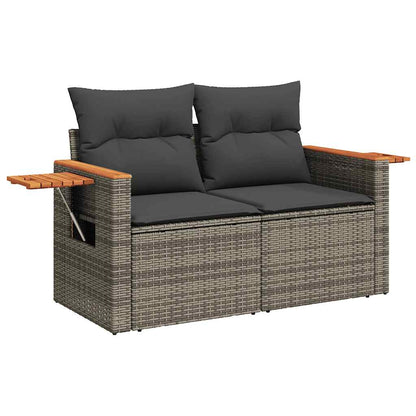 8 pcs garden sofa set with cushions poly rattan grey