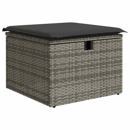 8 pcs garden sofa set with cushions poly rattan grey