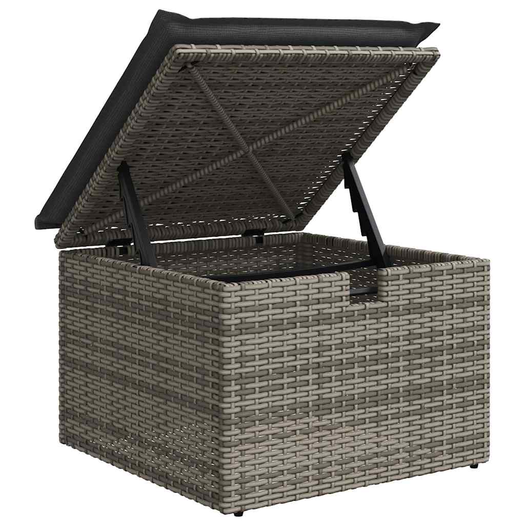 8 pcs garden sofa set with cushions poly rattan grey