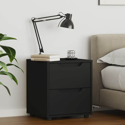 VISNES bedside table in black wood 45x40x50cm