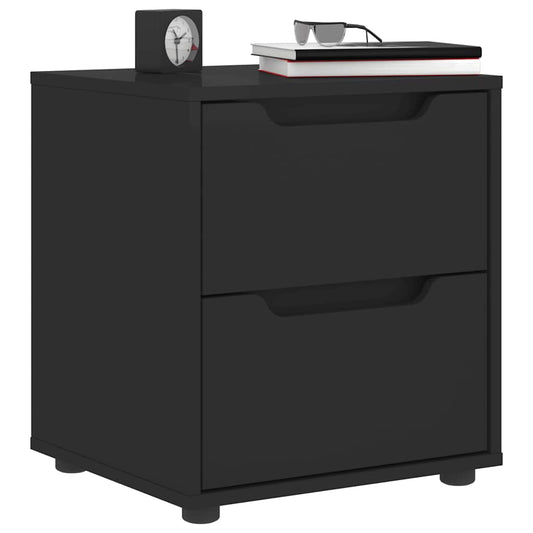VISNES bedside table in black wood 45x40x50cm