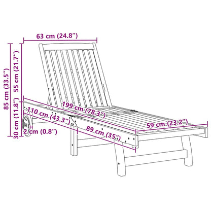 Sun loungers 2 pcs solid acacia wood