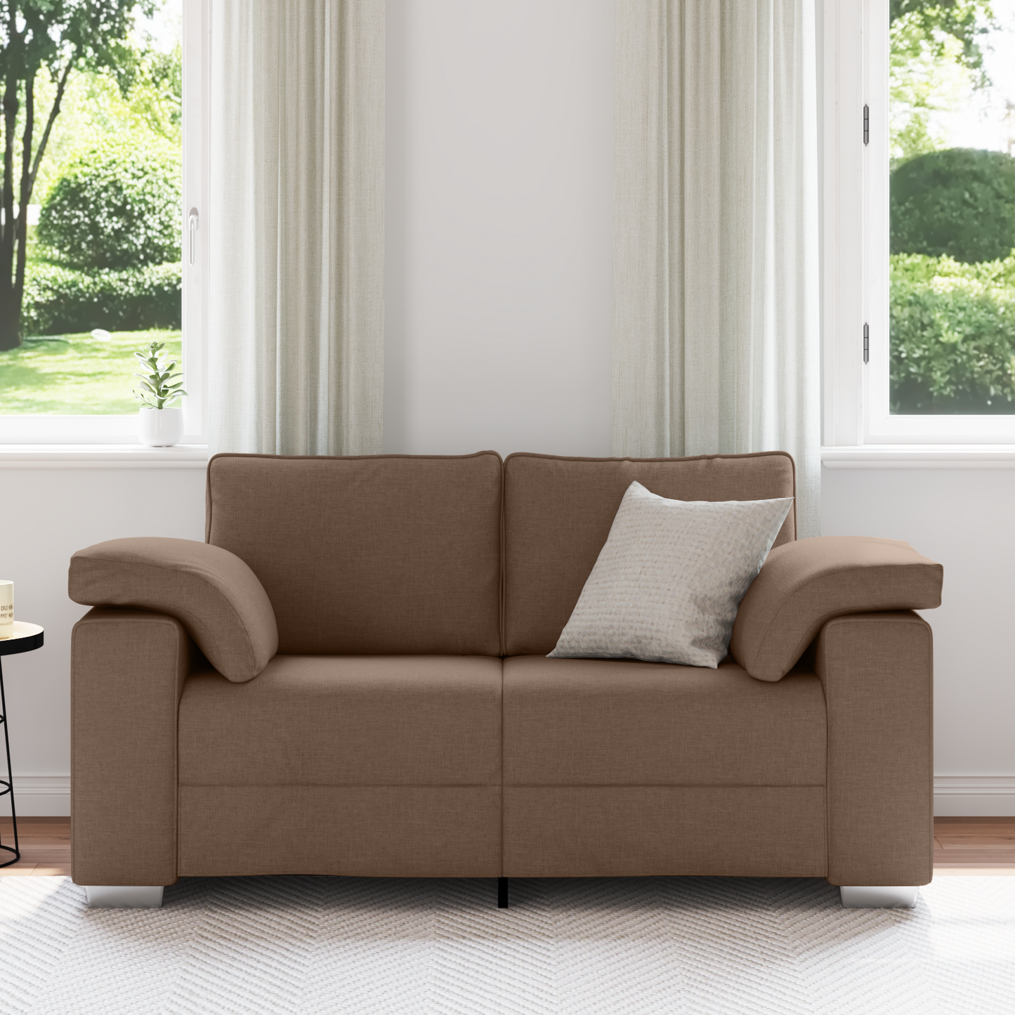 Sofá Loveseat vidaXL Castanho 120 cm em Tecido