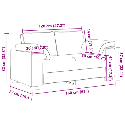 Sofá Loveseat vidaXL Creme 120 cm em Tecido
