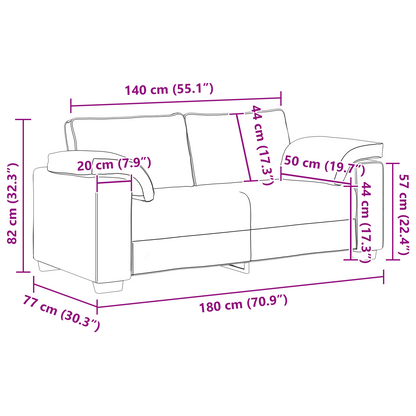 Sofá Loveseat vidaXL Taupe 140 cm em Tecido