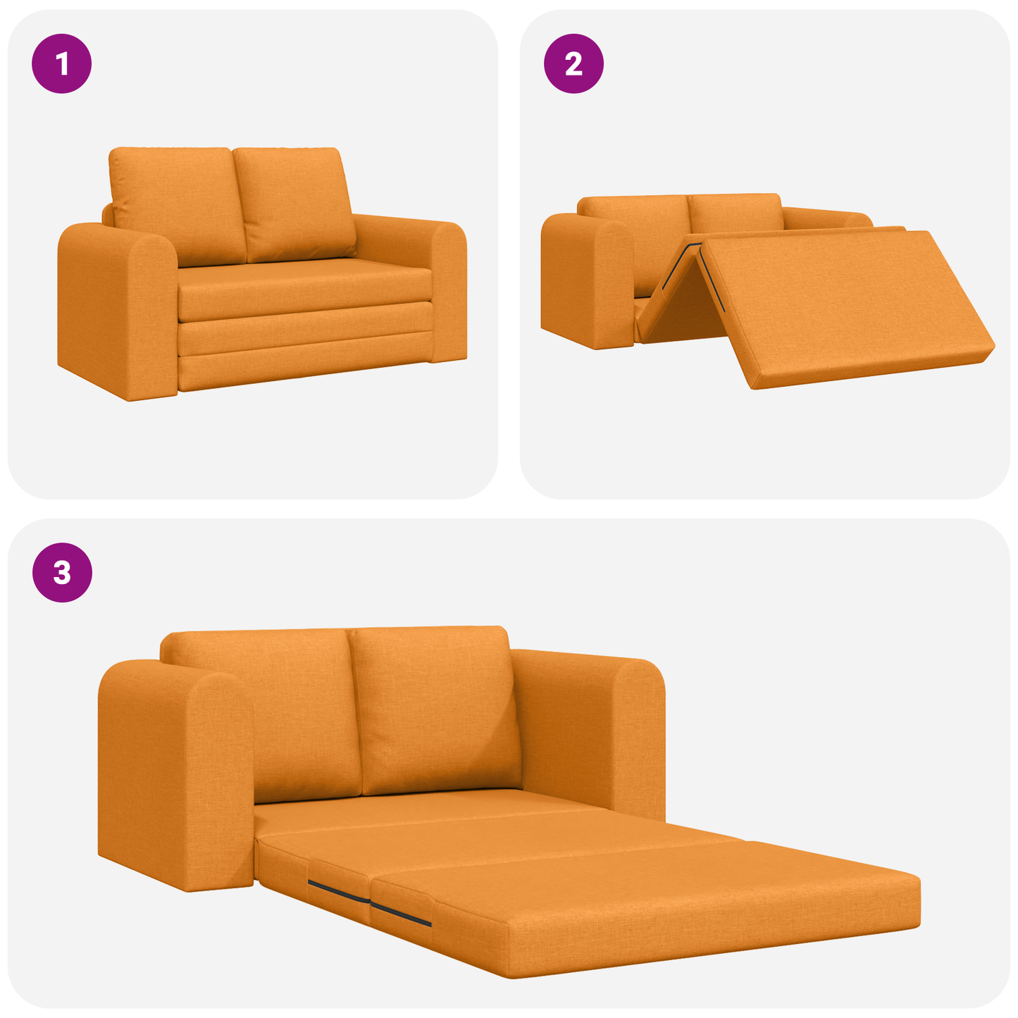Sofá Chão Cama 2 em 1 Amarelo Escuro 148x71x83 cm Tecido