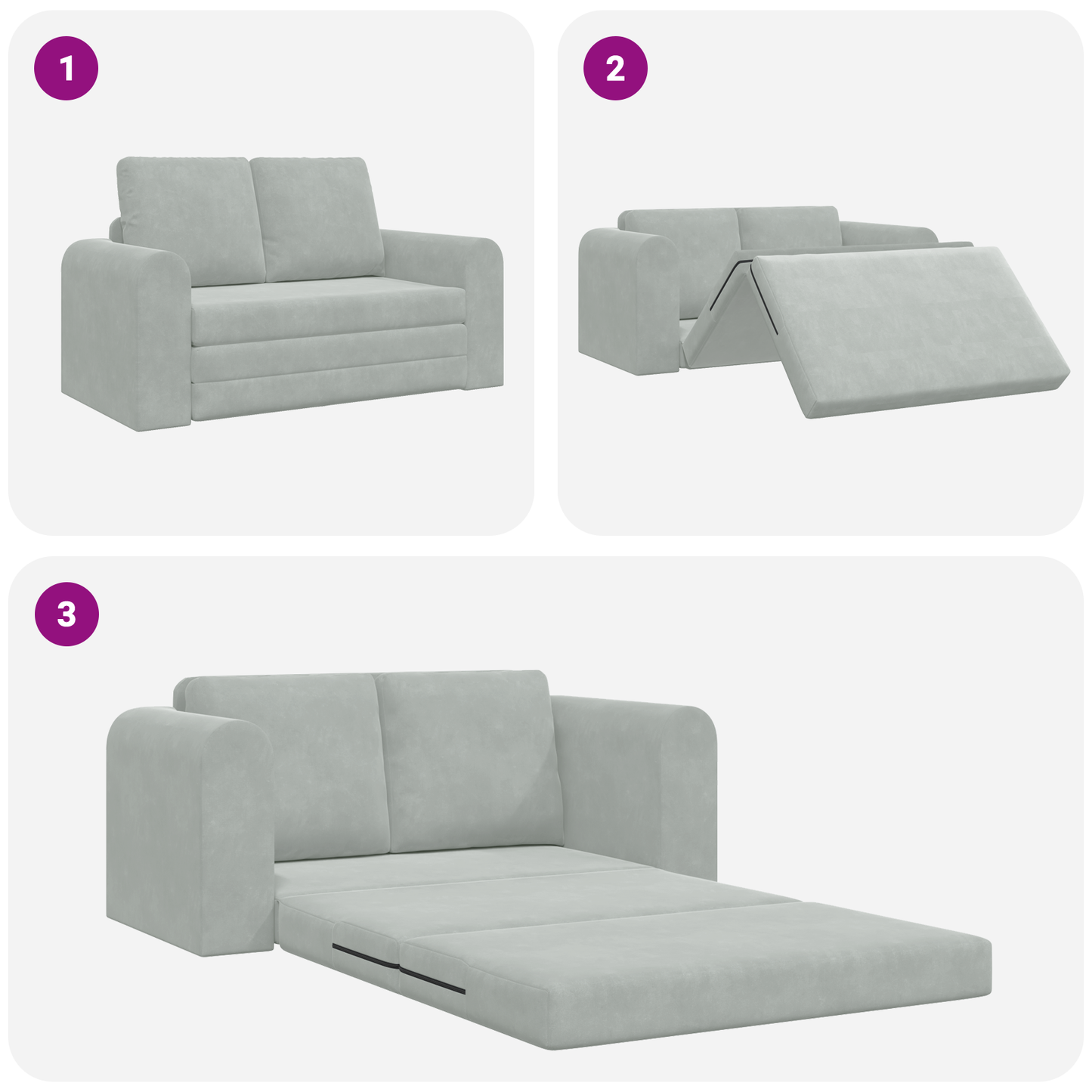 Sofá Cama de Piso 2-em-1 Cinza Claro 148x71x83 cm Veludo