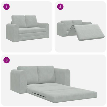 Sofá Cama de Piso 2-em-1 Cinza Claro 148x71x83 cm Veludo