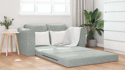 Sofá Cama de Piso 2-em-1 Cinza Claro 148x71x83 cm Veludo