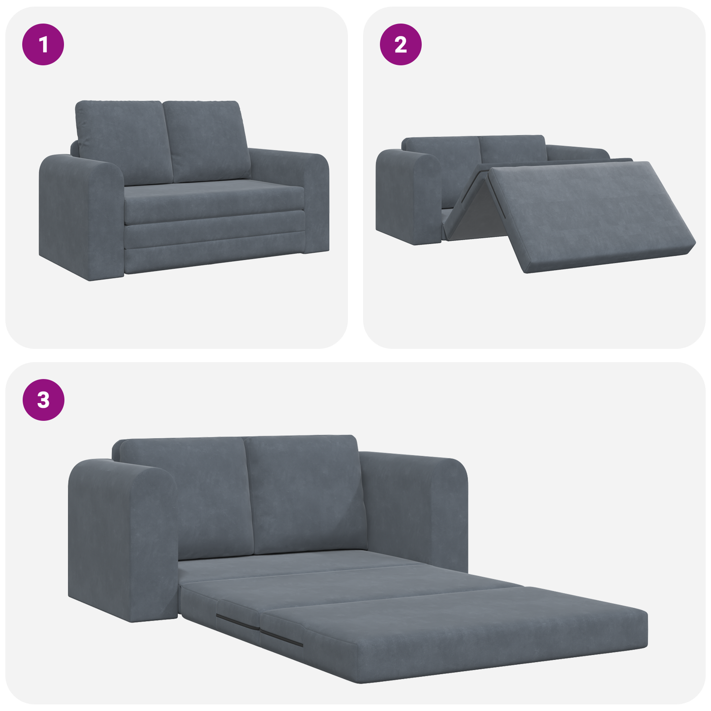 Sofá Cama de Chão 2 em 1 Cinza Escuro 148x71x83 cm Veludo