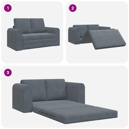 Sofá Cama de Chão 2 em 1 Cinza Escuro 148x71x83 cm Veludo