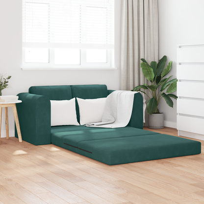 Sofá Cama 2 em 1 Verde Escuro 148x71x83 cm em Veludo