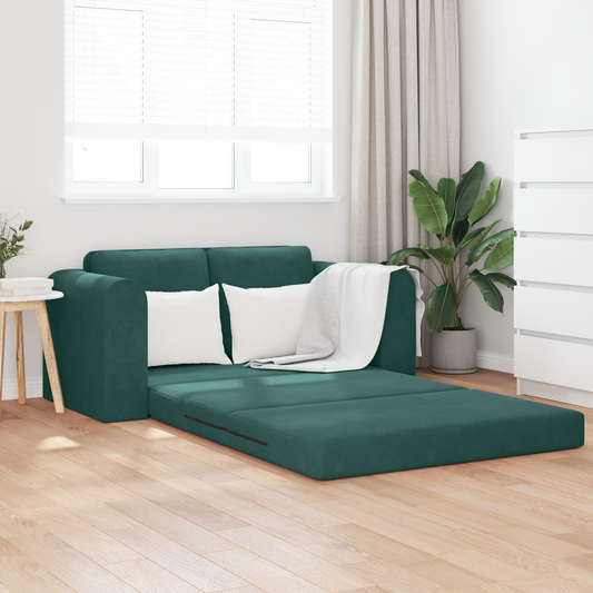 Sofá Cama 2 em 1 Verde Escuro 148x71x83 cm em Veludo