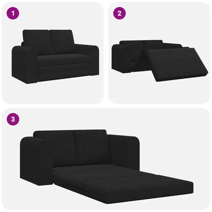 Sofá de Chão cama 2 em 1 Preto 148x71x83 cm Tecido