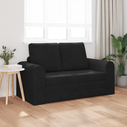 Sofá de Chão cama 2 em 1 Preto 148x71x83 cm Tecido
