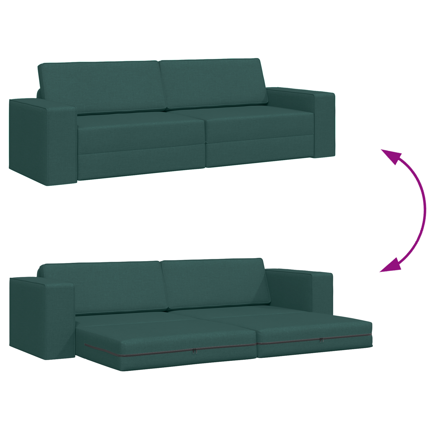 Sofá Cama de Chão 2 em 1 Verde Escuro 245x150x60.5 cm