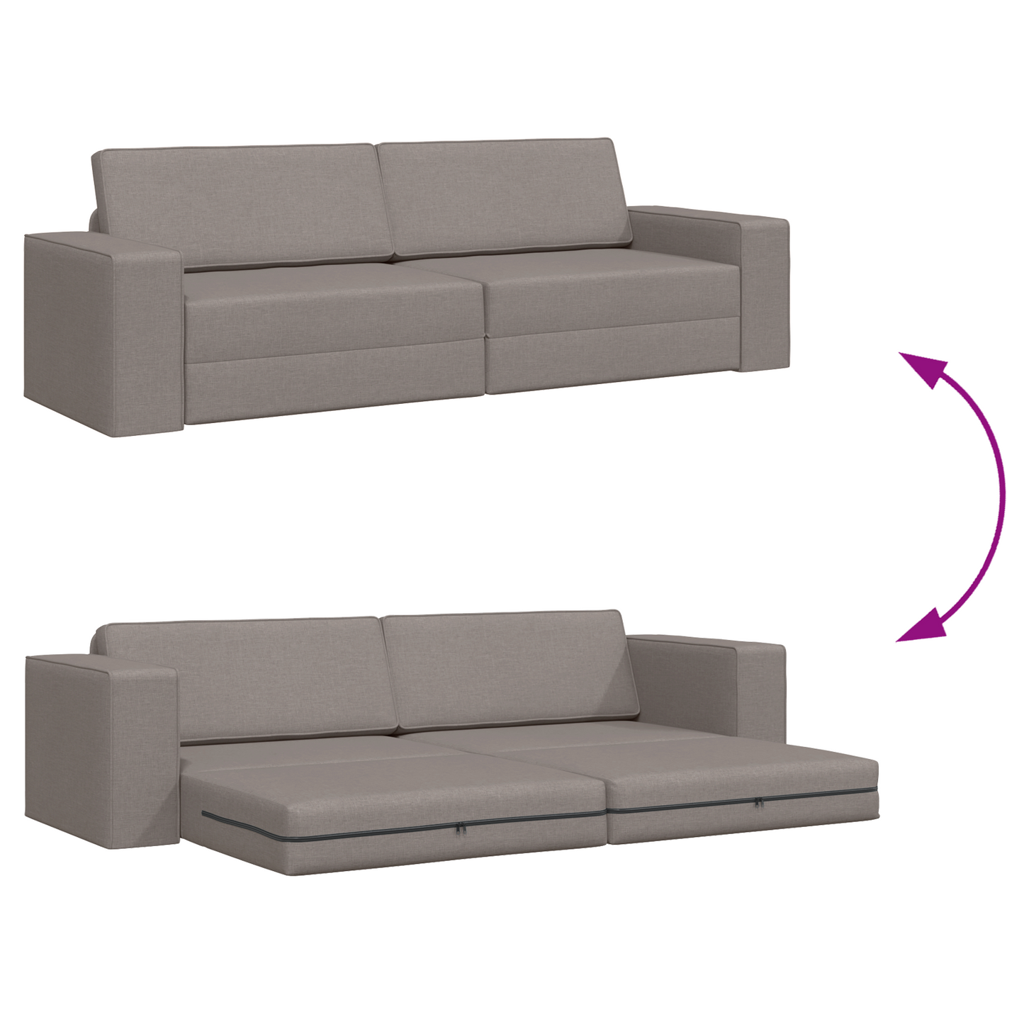 Sofá-Cama de Chão 2 em 1 Taupe 245x150x60.5 cm Tecido