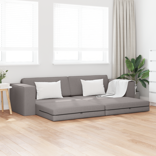 Sofá-Cama de Chão 2 em 1 Taupe 245x150x60.5 cm Tecido