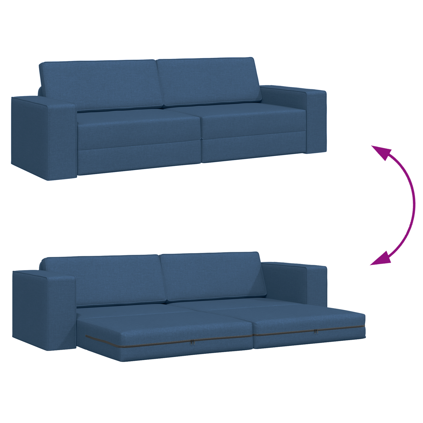 Sofá Cama de Chão 2 em 1 Azul 245x150x60,5 cm Tecido
