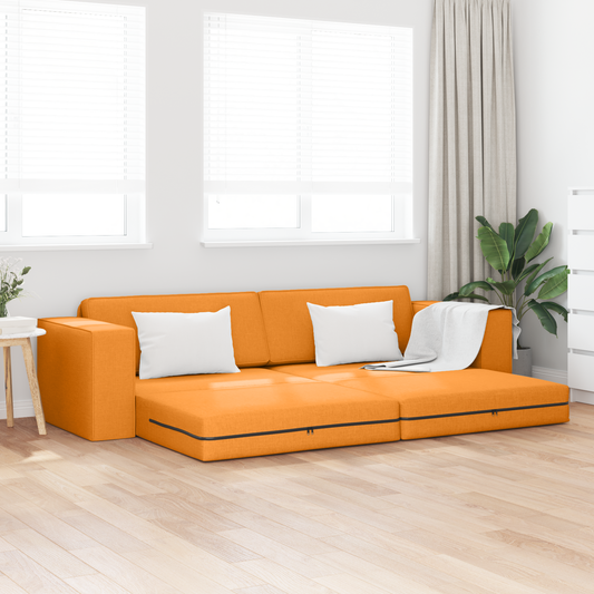 Sofá Cama de Chão 2-em-1 Amarelo Escuro 245x150x60.5 cm Tecido